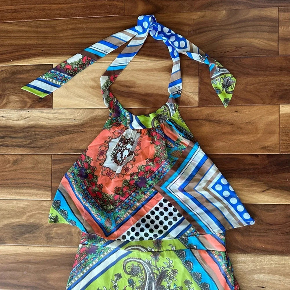 Freshine Halter Backless Maxi Flowy Printed Dress size Large - Picture 3 of 7